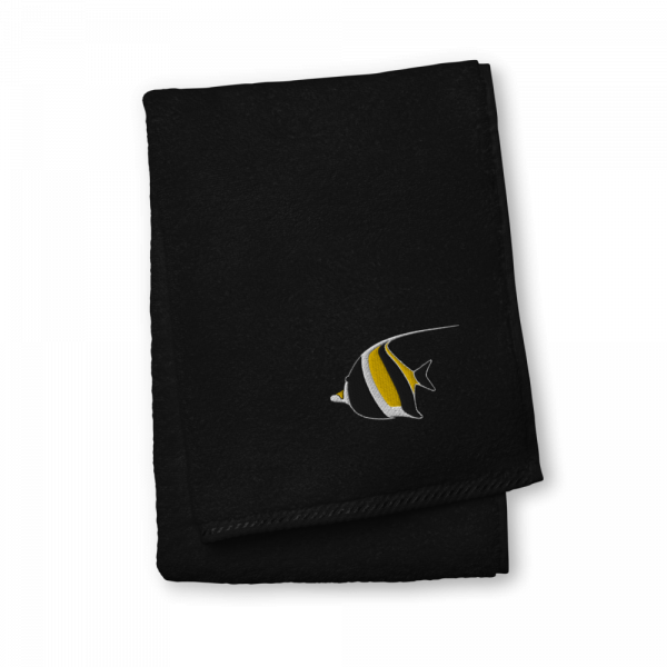 ReefMerch Fish Towel black 50x100 moorish idol fish