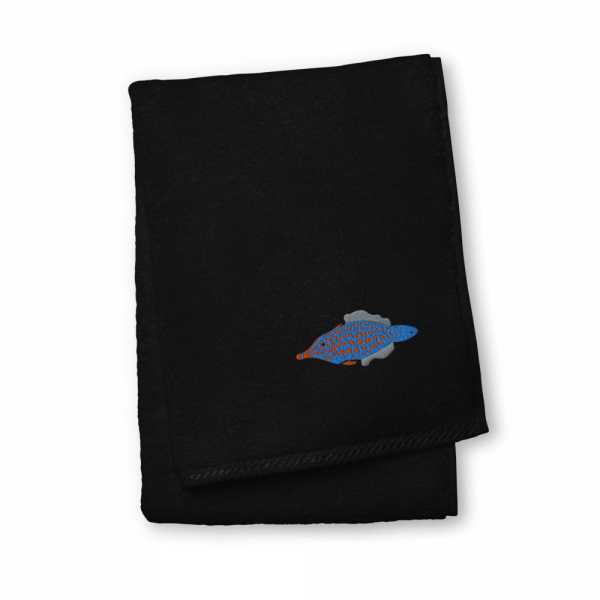 ReefMerch Fish Towel black 50x100 orange spotted filefish