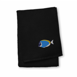 ReefMerch Fish Towel black 50x100 powder blue tang