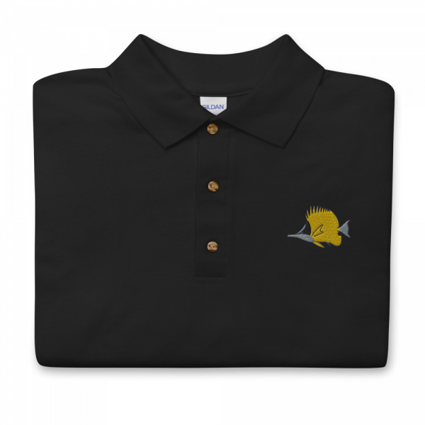 ReefMerch Polo shirt black longnose butterfly fish