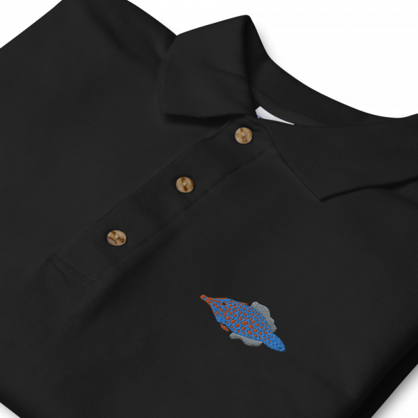 ReefMerch Polo shirt black orange spotter filefish fish