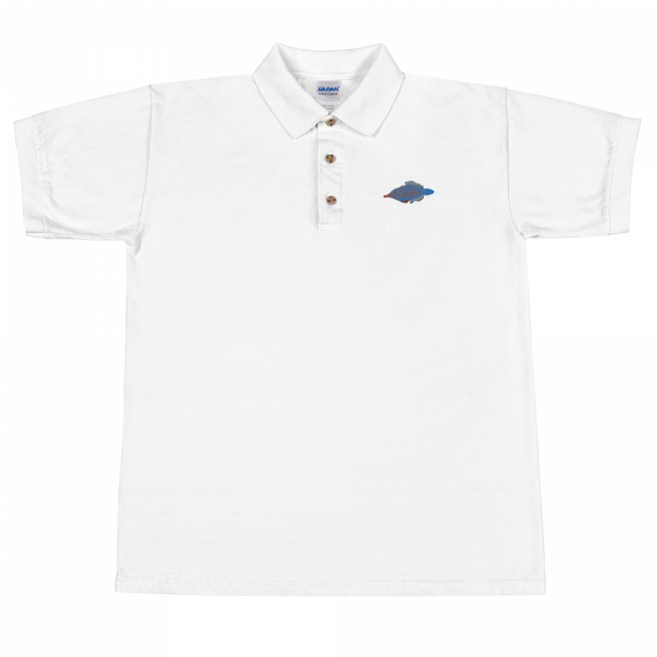 ReefMerch Polo shirt white orange spotter filefish fish 3