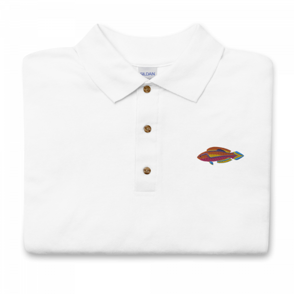 ReefMerch Polo shirt white pintail fairy wrasse fish