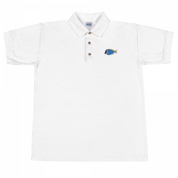 ReefMerch Polo shirt white powder blue tang fish 3