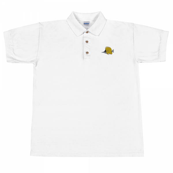 ReefMerch Polo shirt white longnose butterfly fish 3